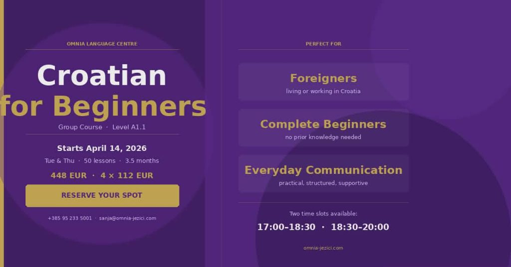 Croatian Course A11 Rijeka Omnia Centar za strane jezike Croatian course A1.1 rijeka